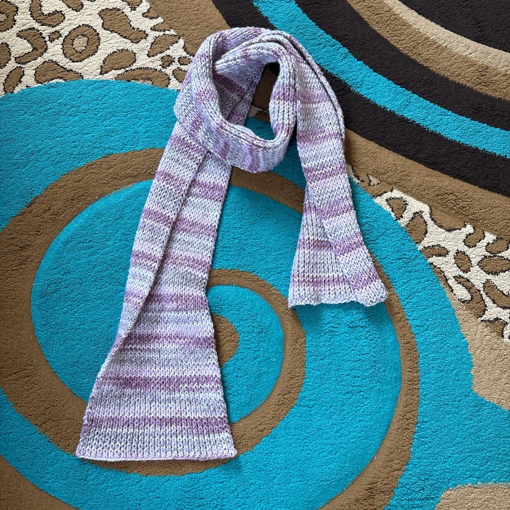 Purple Striped Knit Scarf